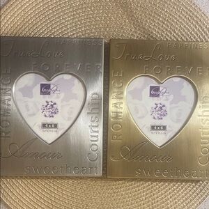 Heart-Shaped Silver and Gold Photo Frames